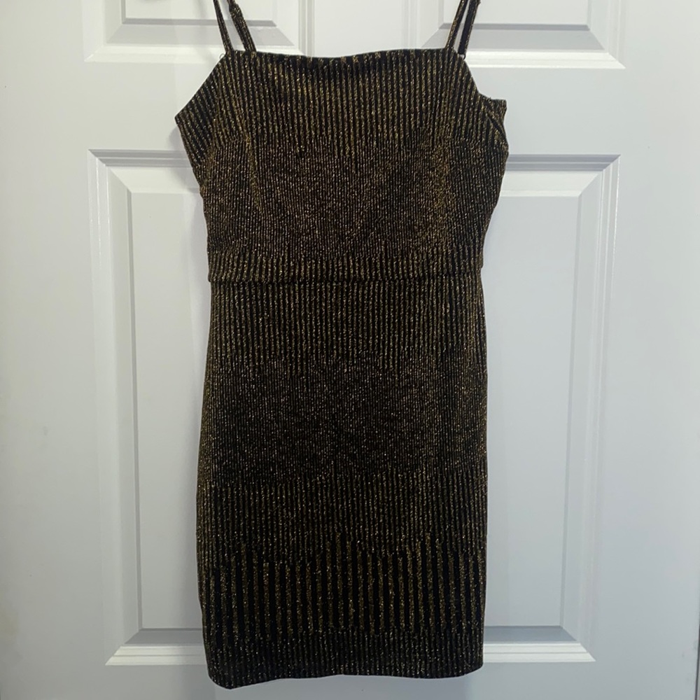 Francesca’s Black and Gold Cocktail Dress